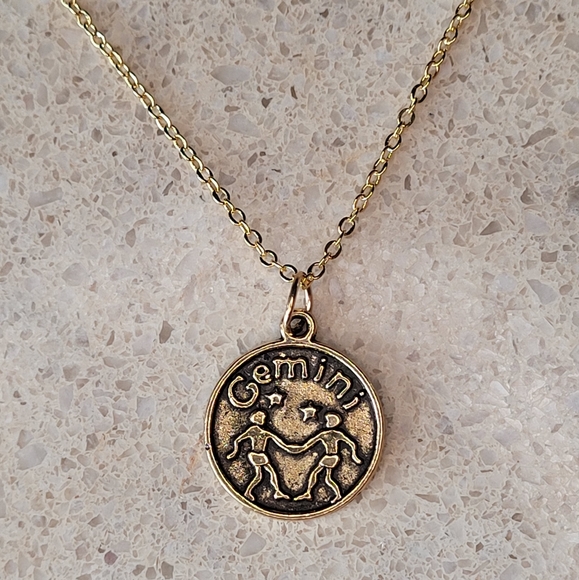 🖤3/$50 ♊️  Gemini Zodiac Sign Gold Plated Necklace - Picture 2 of 5